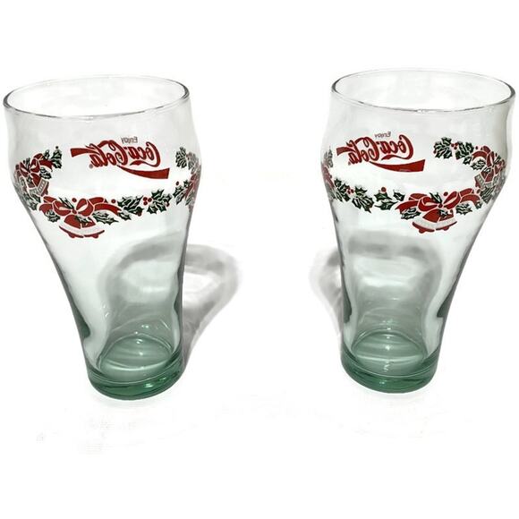 Vintage Coca-Cola Glasses With Christmas Holiday Theme Set of 2 - Picture 4 of 7